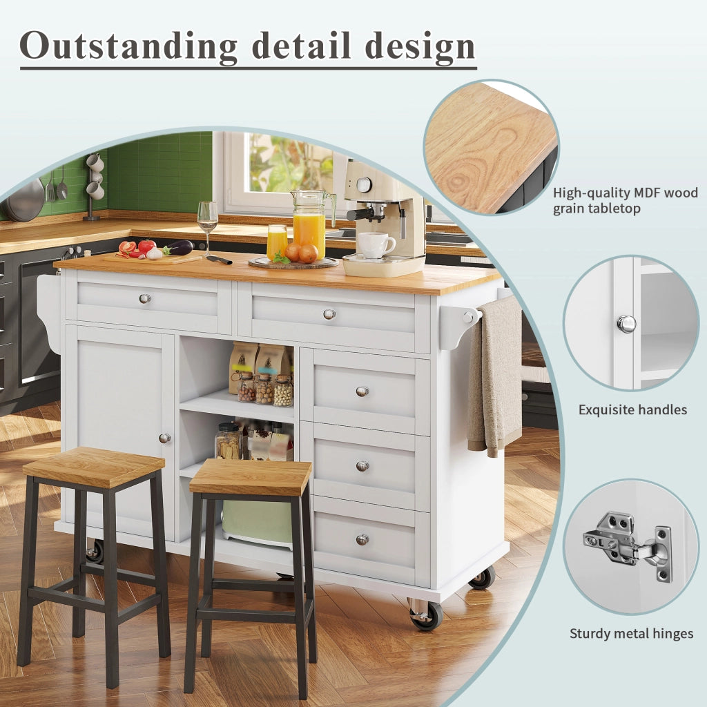 Carrello da Cucina con Cassetti ¨C MINIMAL ¨C Bianco, 134x46x92 cm