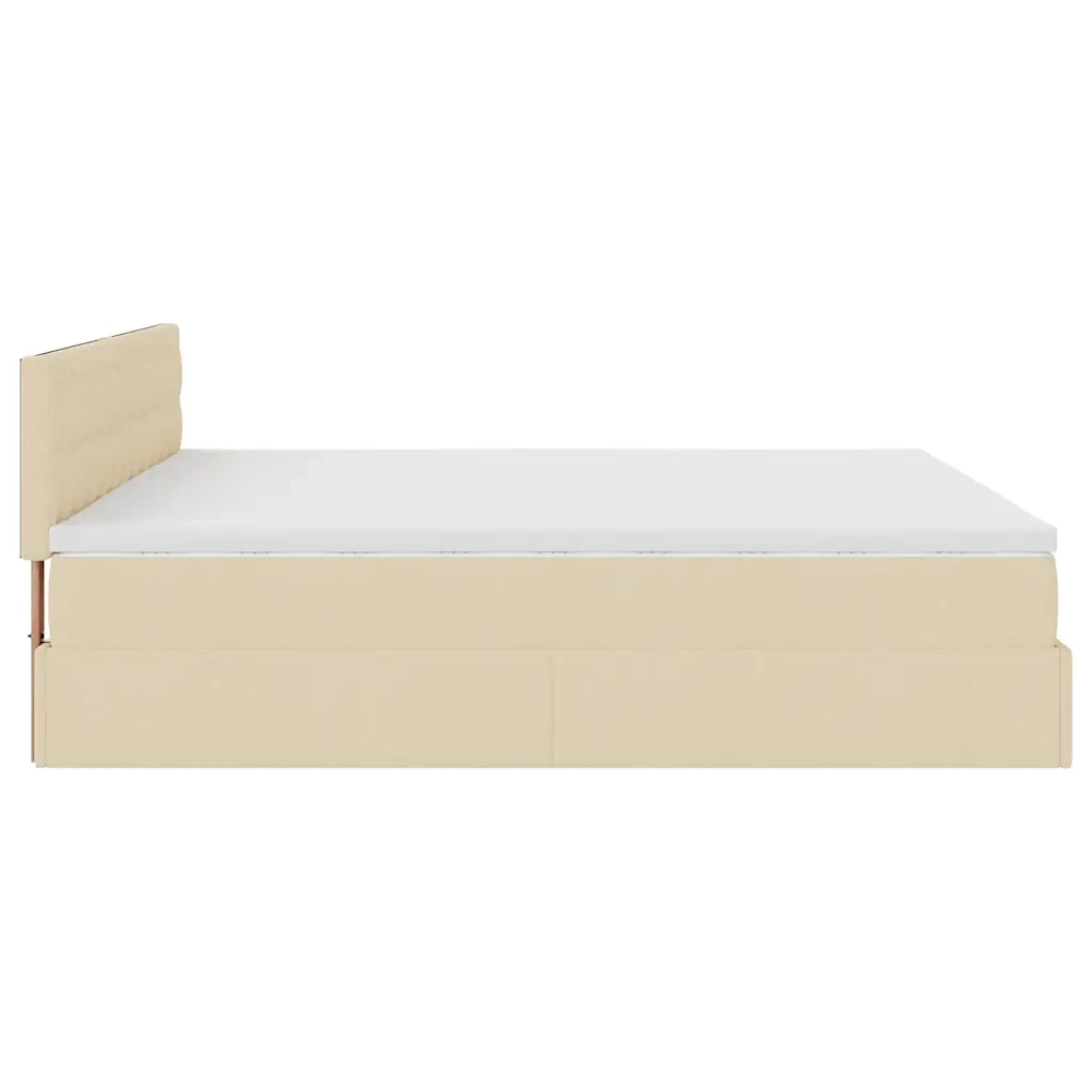 Struttura Letto Pouf con Materasso Crema 200x200cm in Tessuto 3311655
