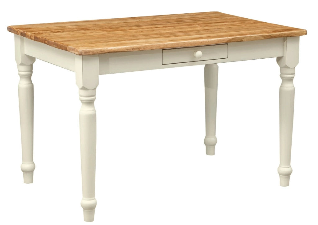 Biscottini Tavolo scrittoio Country in legno massello di tiglio struttura bianca anticata piano naturale. Made in Italy