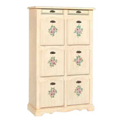 Scarpiera doppia finitura laccato avorio pennellato con decori l.94 p.43 h.155 - Mobili 2G