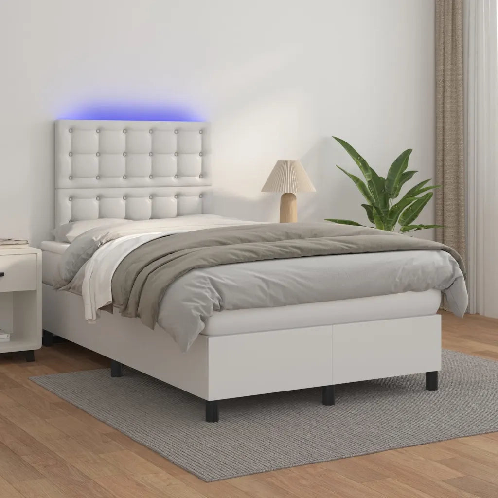 Giroletto Molle con Materasso e LED Bianco 120x200cm Similpelle 3135934
