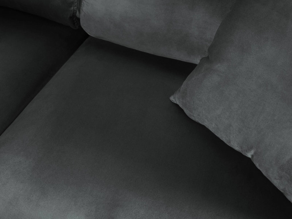 Cosmopolitan Design - Divano convertibile angolare sinistro con contenitore "Kyoto" 5 posti in velluto grigio scuro 
