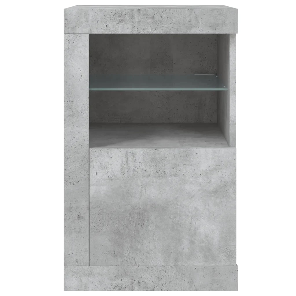 Mobiletto laterale con illuminazione a LED di tendenza ampio spazio contenitivo 41 x 37 x 67 cm legno grigio cemento 02_0049369
