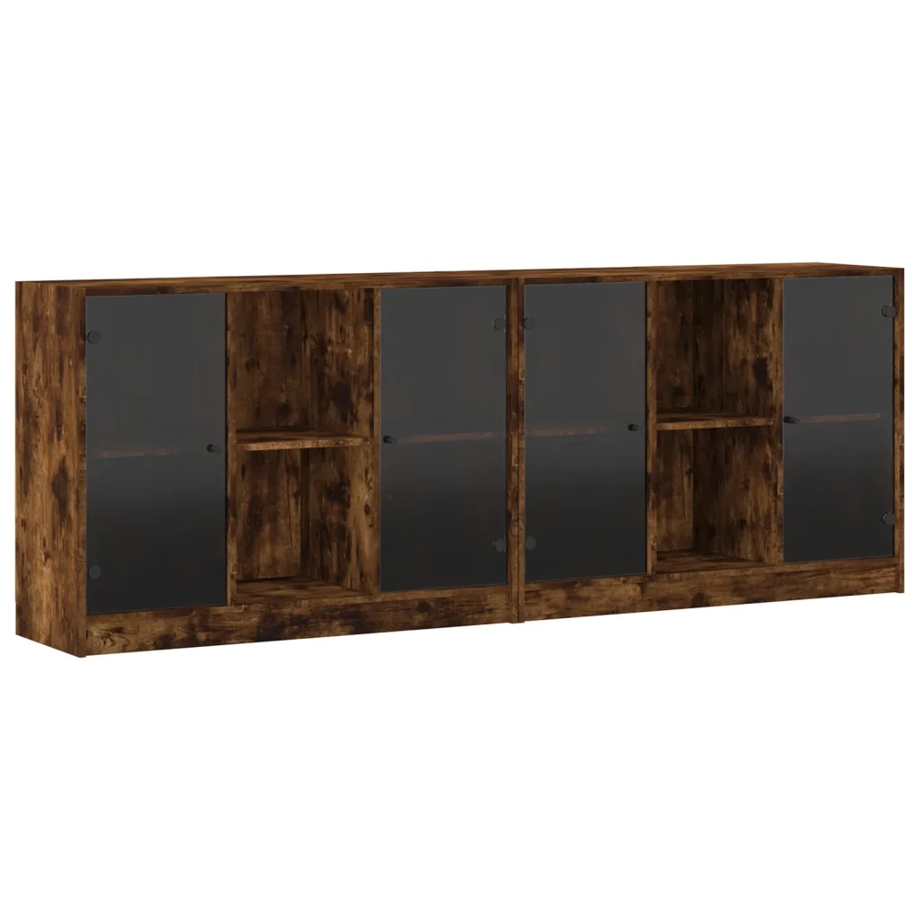 Libreria con Ante Rovere Fumo 204x37x75 cm in Legno Multistrato 3206535
