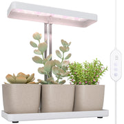 Lampada LED per Piante con 3 Vasi, Timer, Illuminazione Regolabile ¨C zephmum ¨C Bianco 45x18.8x47.8 cm