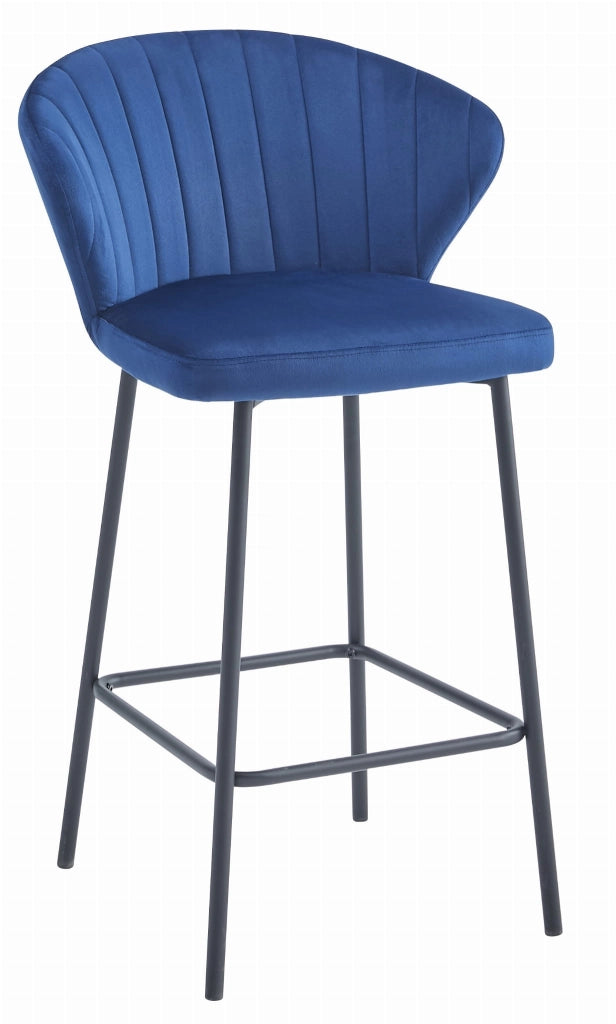Sgabello da bar Valora GATTA in velluto blu navy con gambe nere x3