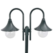 Lampione da Giardino E27 220 cm Alluminio 2 Lampade Verde Scuro CFW6061494