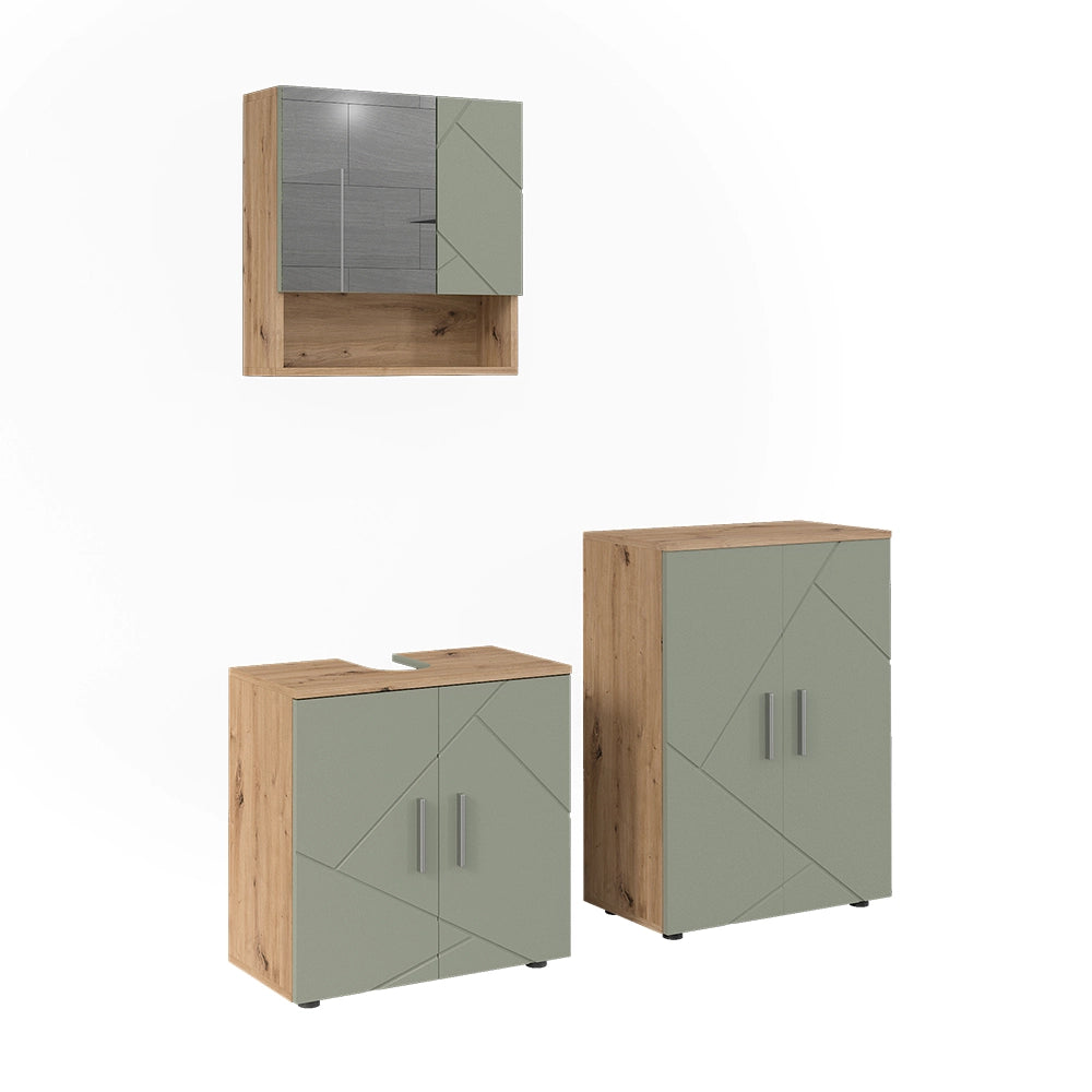 Vicco Set di mobili da bagno Verde salvia 3 parti