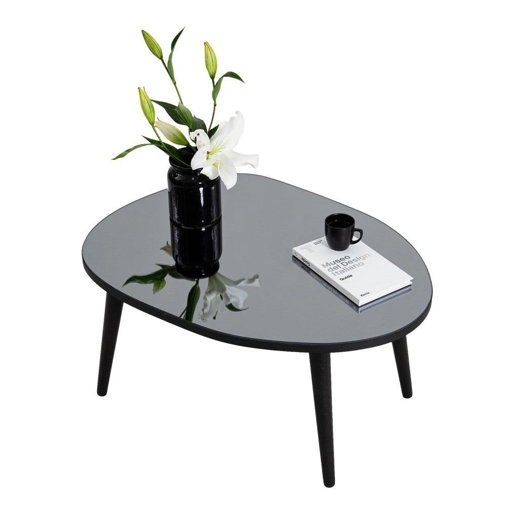 Frontone, Tavolino da Salotto Piano in Vetro Temperato, 75x55x38h cm Nero