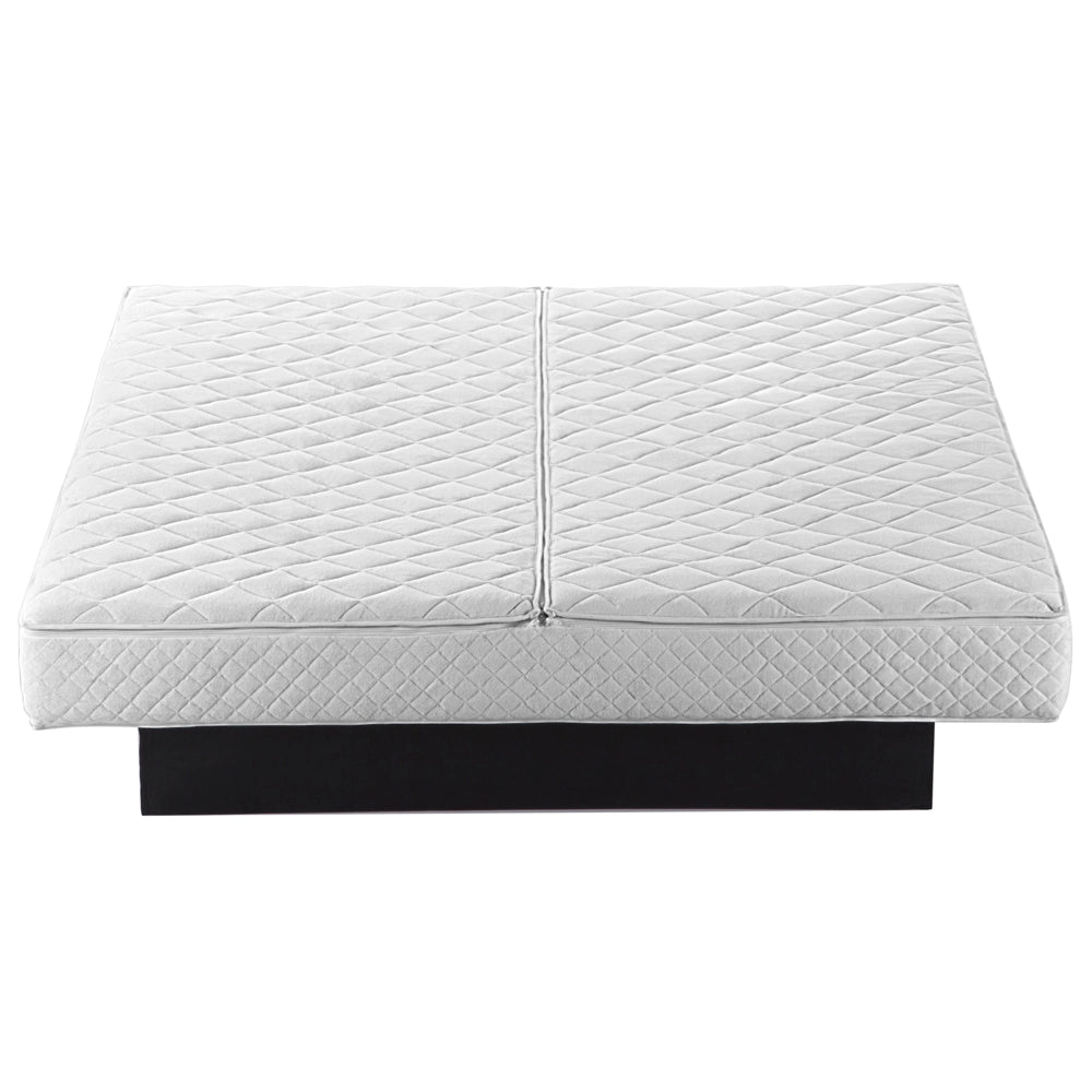 Letto ad acqua in velluto beige 160 x 200 cm con testiera trapuntata stile glamour
