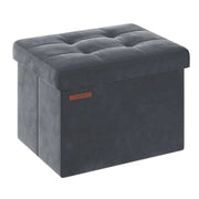 Panca/contenitore pieghevole in velluto con poggiapiedi e coperchio 31 x 41 x 31 cm capacità di carico 130 kg per ingresso/soggiorno grigio 12_0004136