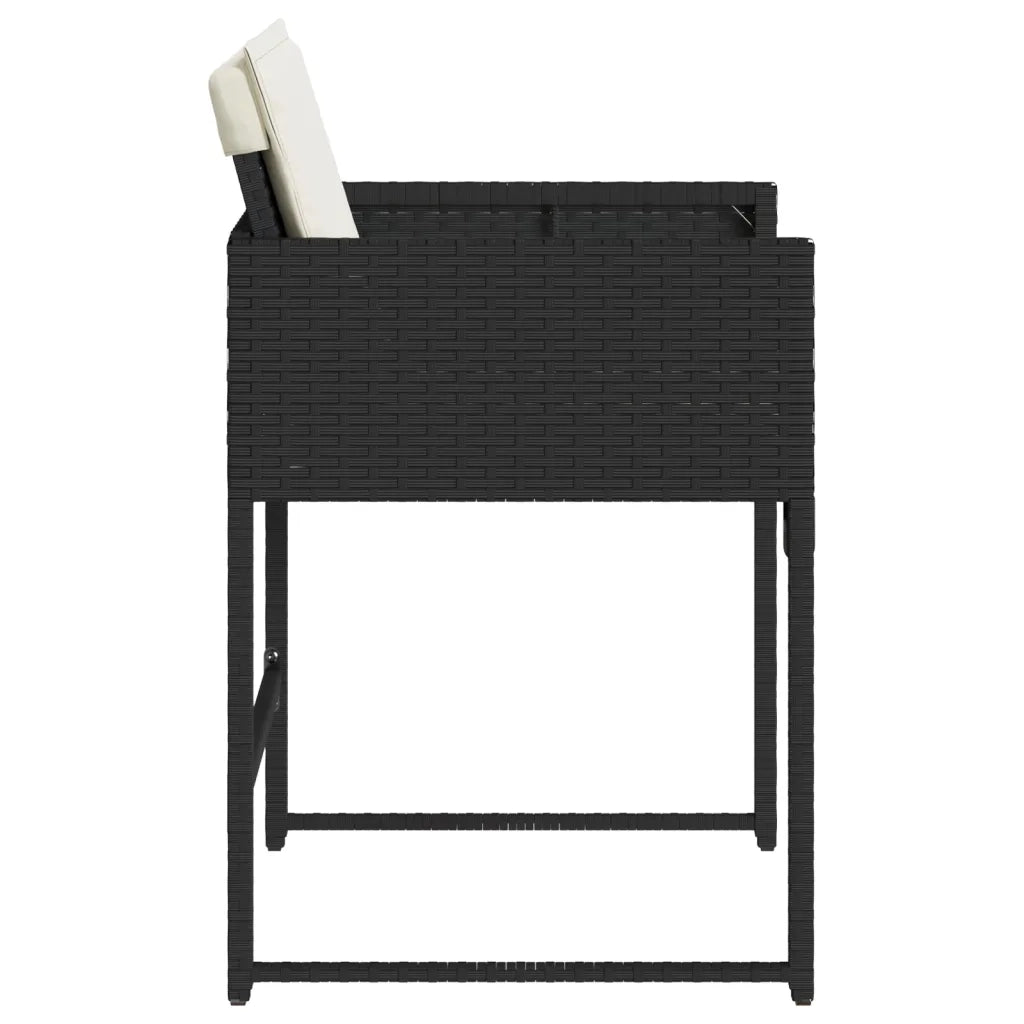 Sedie da Giardino con Cuscini 4 pz | Sedie da Esterno Nere in Polyrattan