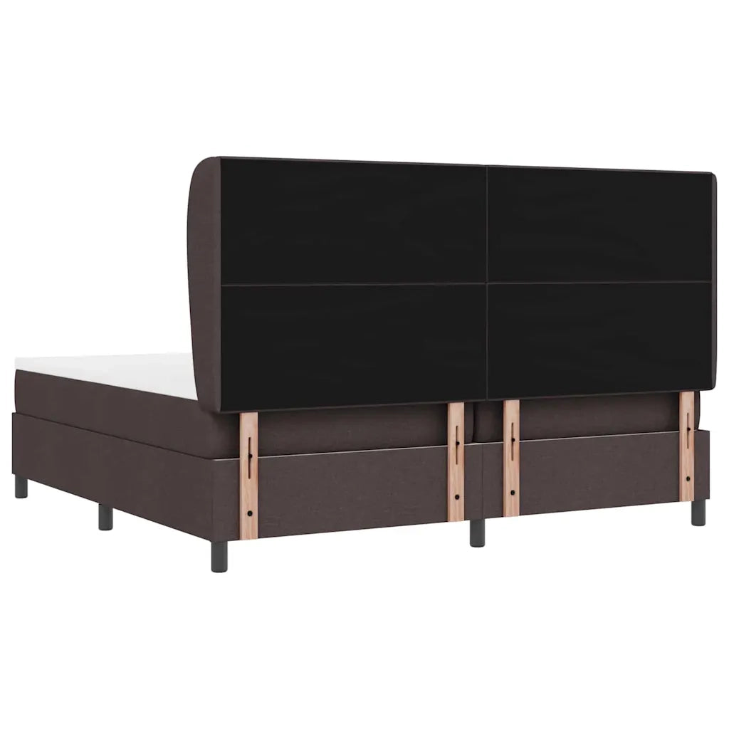 Letto a molle con testiera Marrone scuro 200 x 200 cm Tessuto 3340588