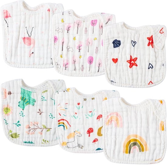 Set di 6 fasce per neonati, cotone biologico morbido, chiusura a gomito regolabile, copriletto, set di 6 fasce per bambini da 0 a 12 mesi