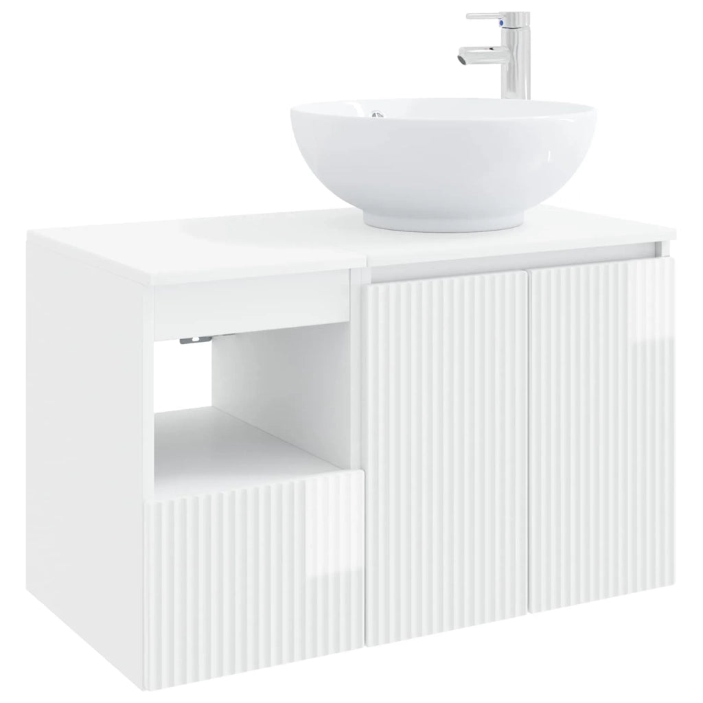 Set di mobili per il bagno 2 pz Bianco Lucido 3404088