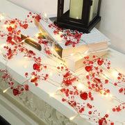 Lanterna decorativa per San Valentino da 4 metri con 40 LED, grappoli rossi e lampadine a forma di cuore; funziona con batterie; adatto a San Valentino, Madre, Padre, matrimoni e proposte di matrimonio.