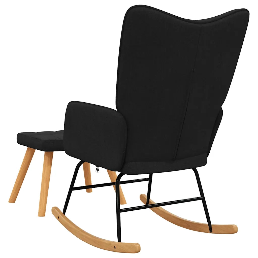 Poltrona a Dondolo con Poggiapiedi Nera in Tessuto cod mxl 46519