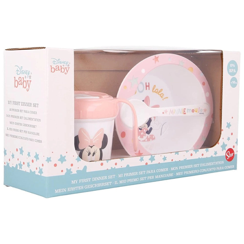 Trade Shop - Disney Baby Set Pappa 3 Pezzi Minnie Mouse Rosa Prima Pappa Per Bambini Asilo -