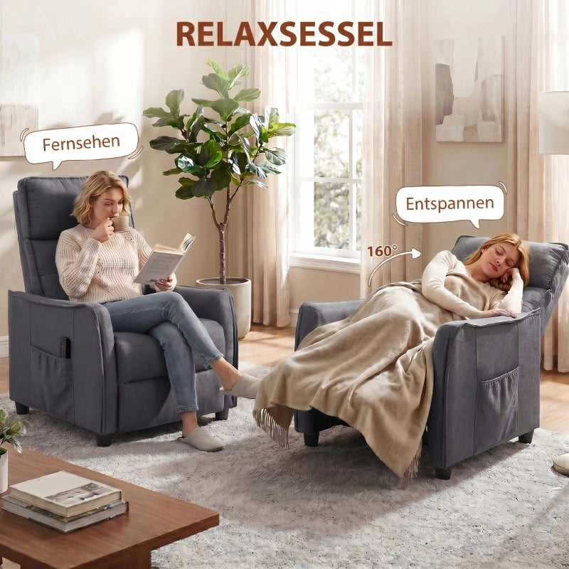 POLTRONA Relax con massaggio vibrante 69 cm Grigio Legno