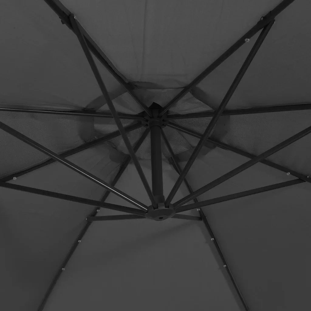 Ombrellone a Sbalzo con LED e Palo in Acciaio 350 cm Antracite 44525