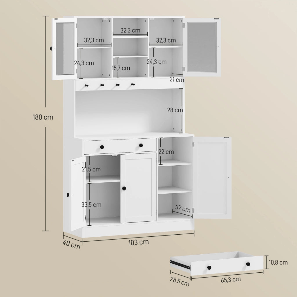 Armadio con ante scorrevoli, cassetto e illuminazione LED ¨C zephmum ¨C Bianco