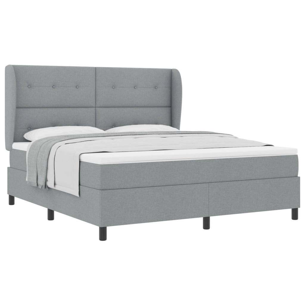Letto Box Spring con Materasso in Grigio Chiaro, 180x200 cm, Tessuto