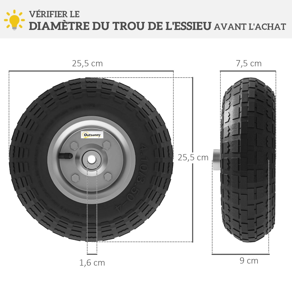 Set di 4 Ruote per Carrello Giardino ¨C zephmum ¨C 16 mm foro