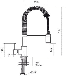 Miscelatore ACQUAMIX 9107 canna alta con mollettone basso e luce incorporata 9107MISCCRM