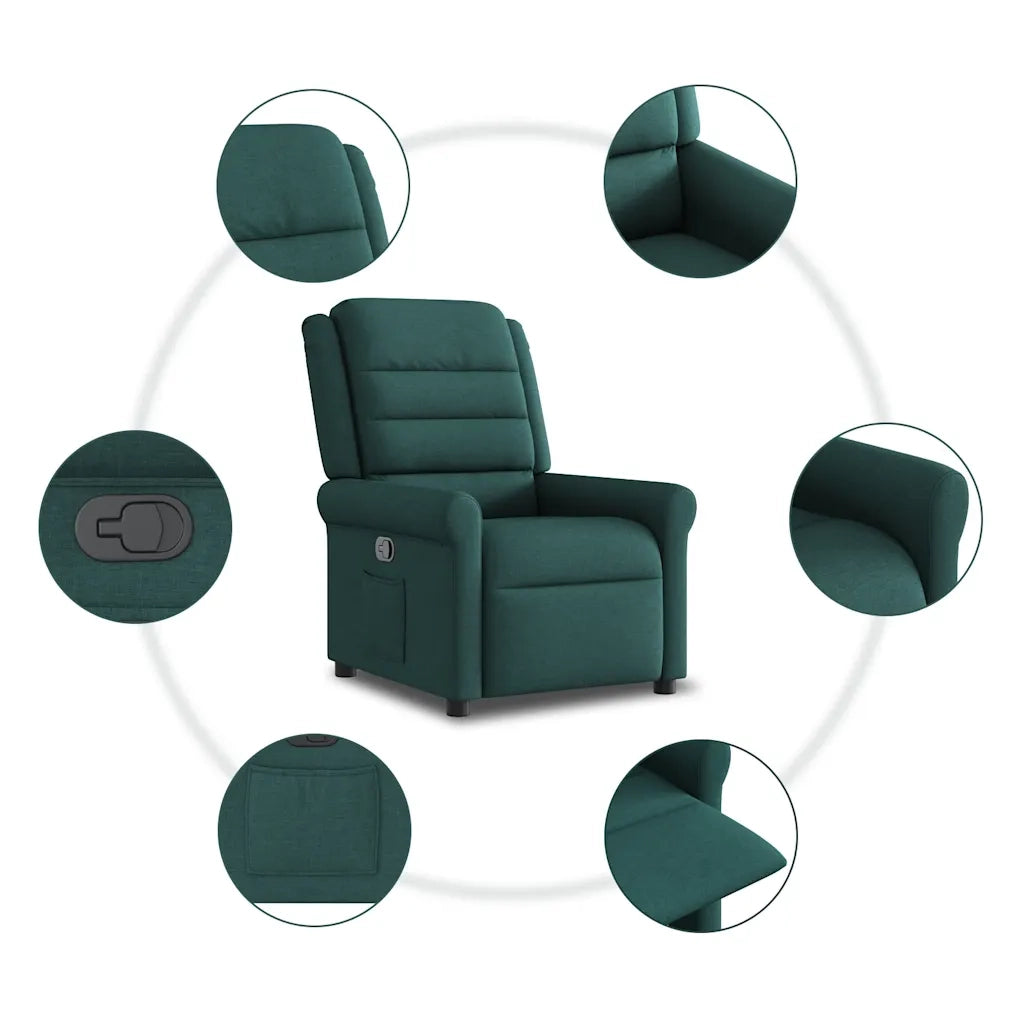 Divano Sedia-Poltrona Reclinabile in Tessuto Verde Scuro 597439