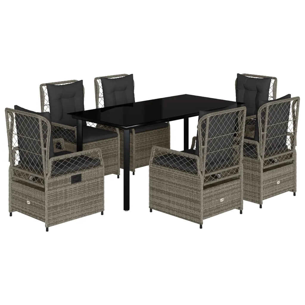 vidaXL Set da Pranzo da Giardino 7 pz con Cuscini in Polyrattan Grigio