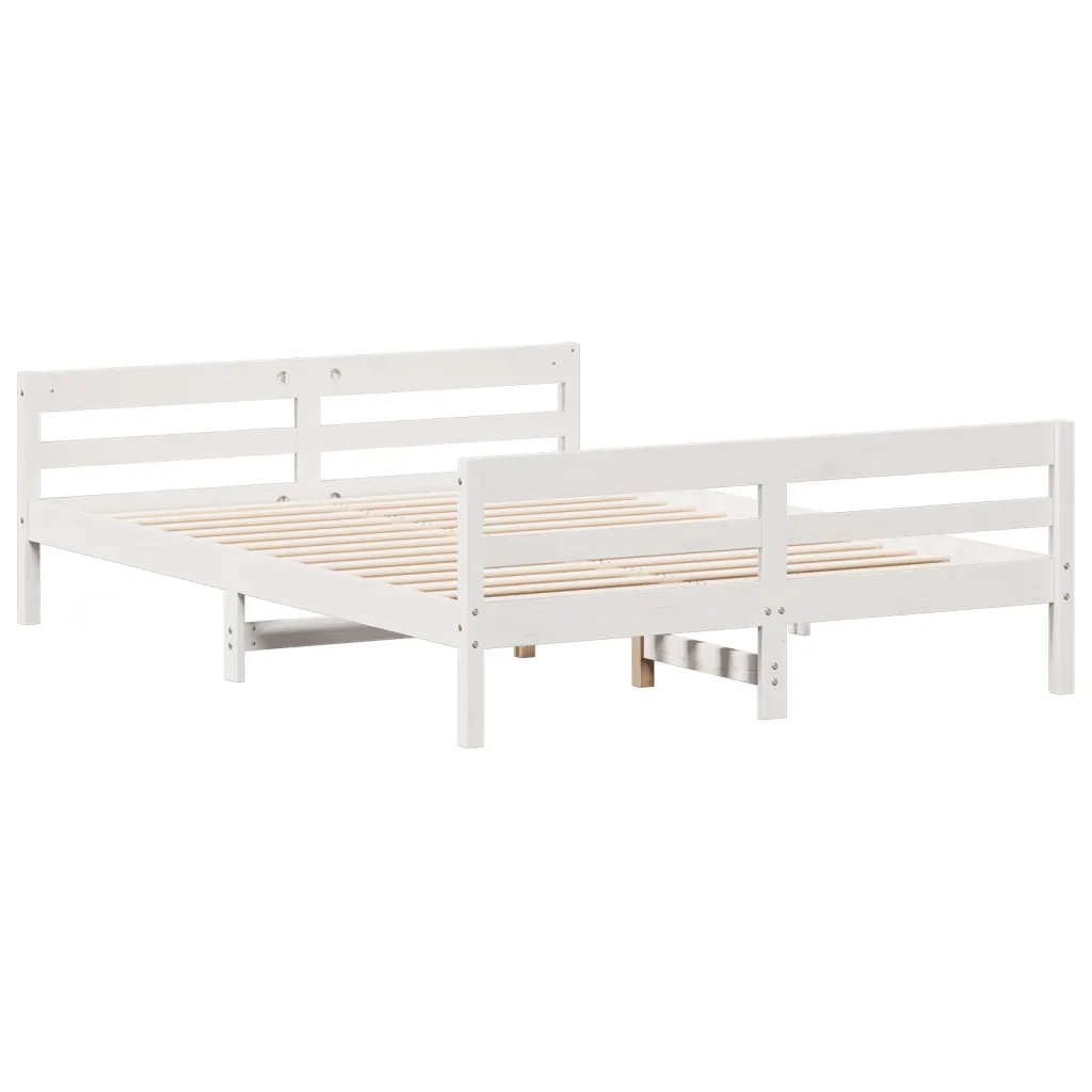 Letto senza Materasso-Struttura Letto Bianco 140x200 cm Legno Massello di Pino 897836