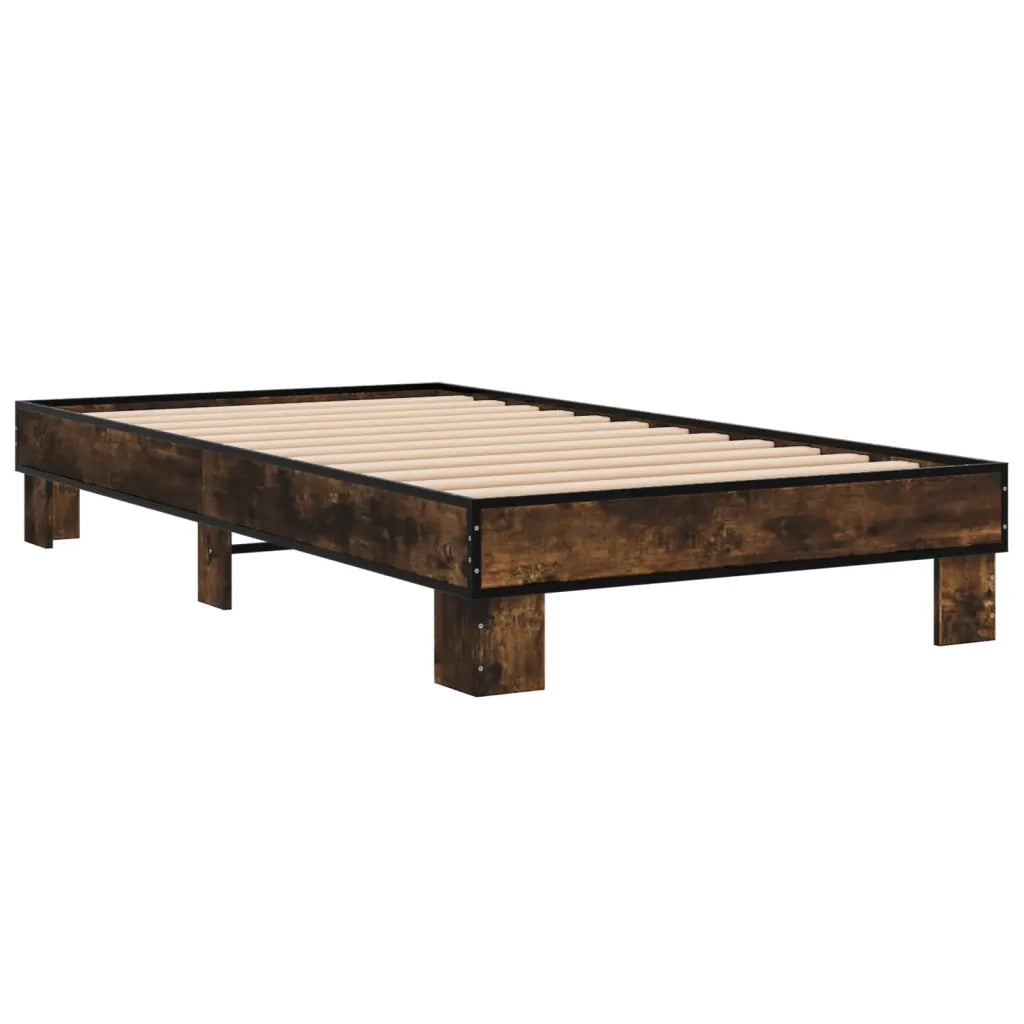 Giroletto-Struttura Letto Rovere Fumo 100x200 cm in Legno Multistrato e Metallo 707813
