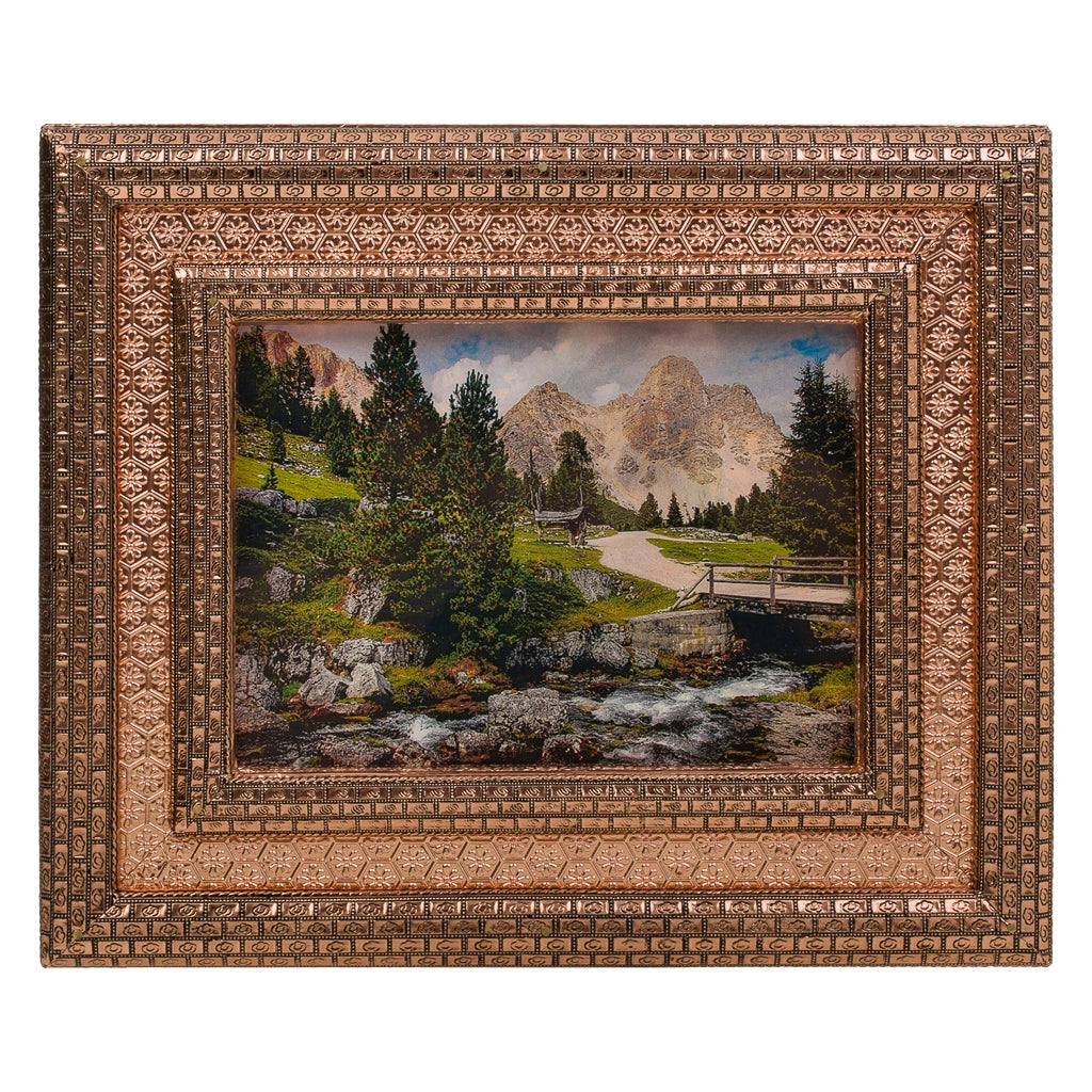 Portagioie in metallo goffrato rame 30x25x7,5h