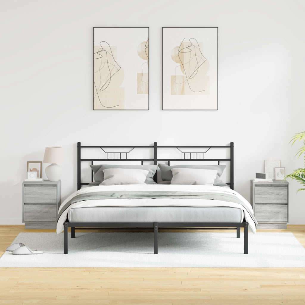 Comodini con luci LED 2 pcs Grigio Sonoma 39x34.5x50 cm