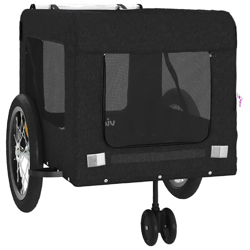 Rimorchio da Bici per Animali Nero Oxford e Ferro CFW5001900