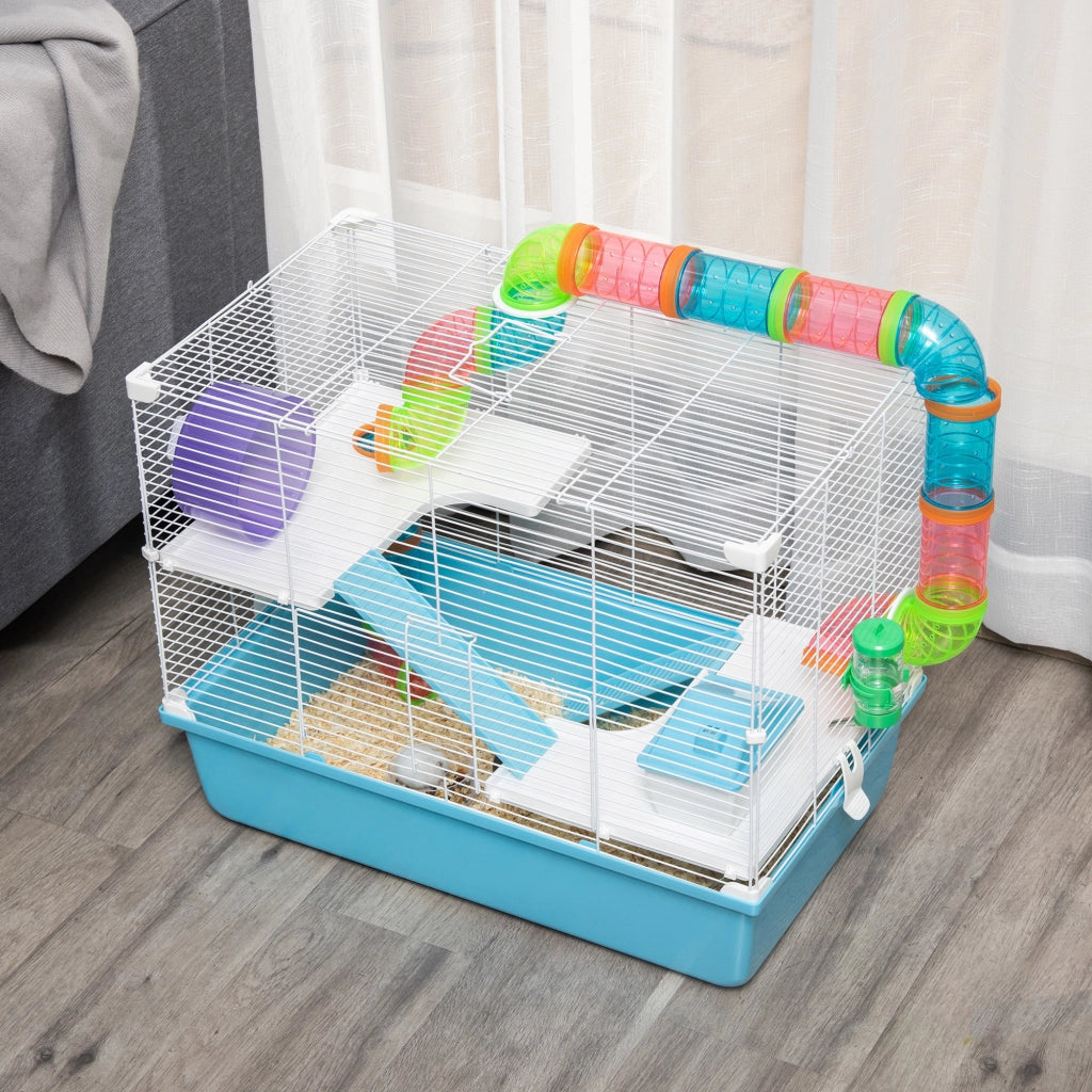 Gabbia per Criceti 3 Livelli con Tubi e Casetta ¨C Zephmum ¨C 59x36x47 cm