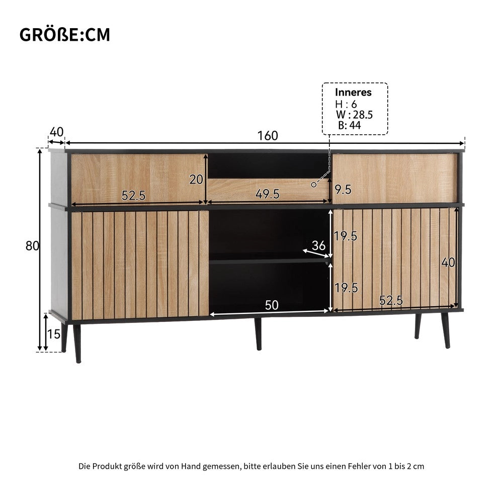 Armadio con 4 Ante Scorrevoli e 1 Cassetto ¨C MINIMAL ¨C Rovere e Nero, 160x40x80