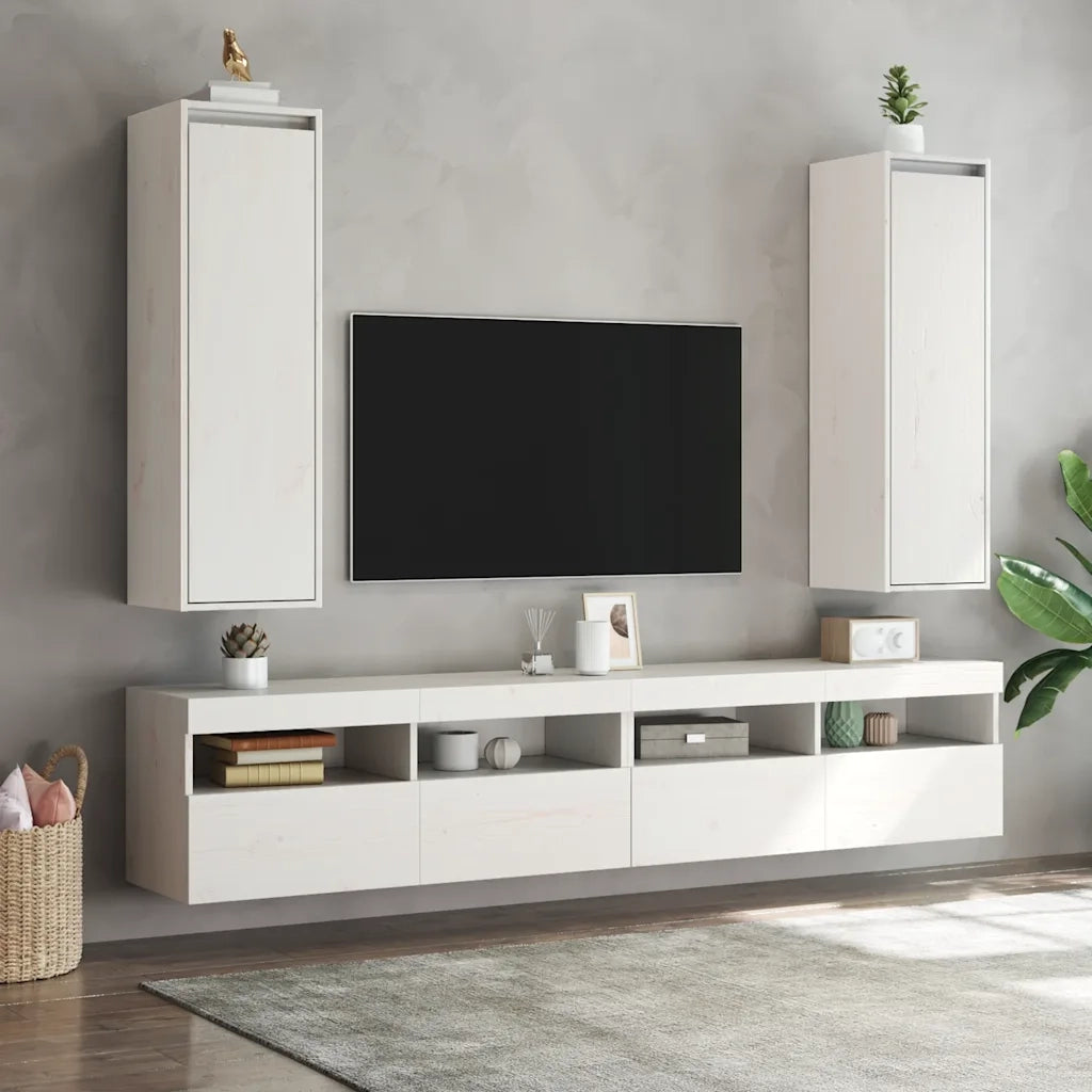 Pensili Bianchi 2 pz 30x30x100 cm in Legno Massello di Pino