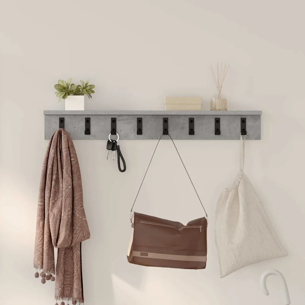 vidaXL Appendiabiti a muro Grigio cemento 80 x 10.5 x 10.5 cm