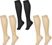 3 Paia di Calze a Compression Aperte, Calze Senza Dito, Facili da Indossare, Calze Senza Dito per Uomini Donne, Nero, Beige, Uno Taglia, Nero, Beige