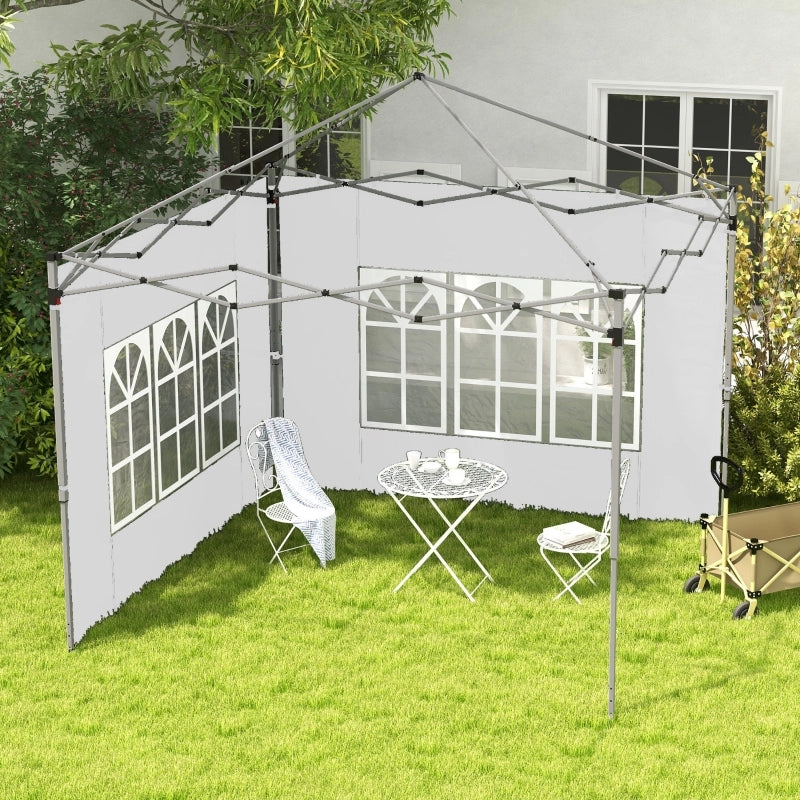 Set di 2 pannelli laterali per gazebo 3x3/3x4 m, parete laterale con finestra, impermeabile, bianca