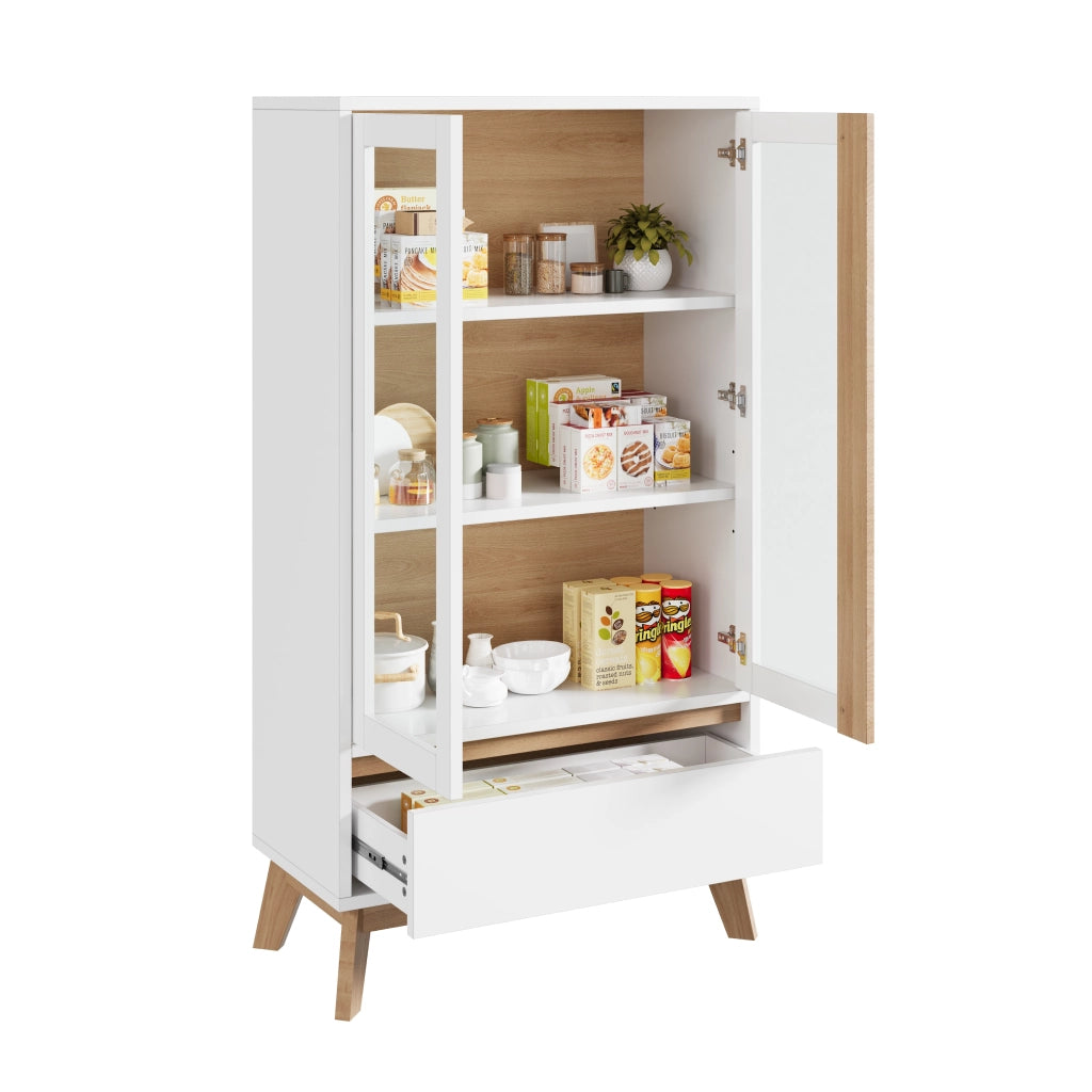 Mobile contenitore da cucina con ripiani regolabili, 80x40x150 cm, bianco, in truciolare
