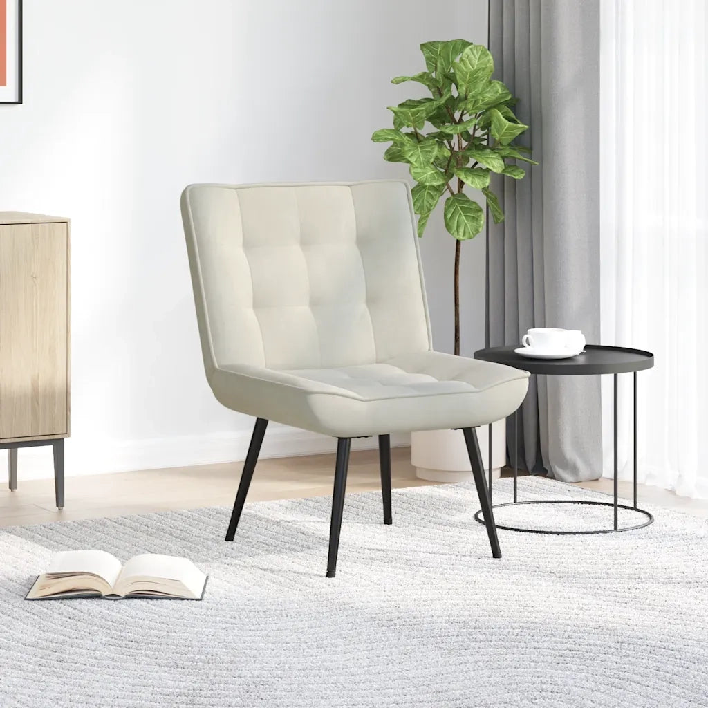 Poltrona Relax | Sedia Relax 64x74x84 cm Crema in Velluto