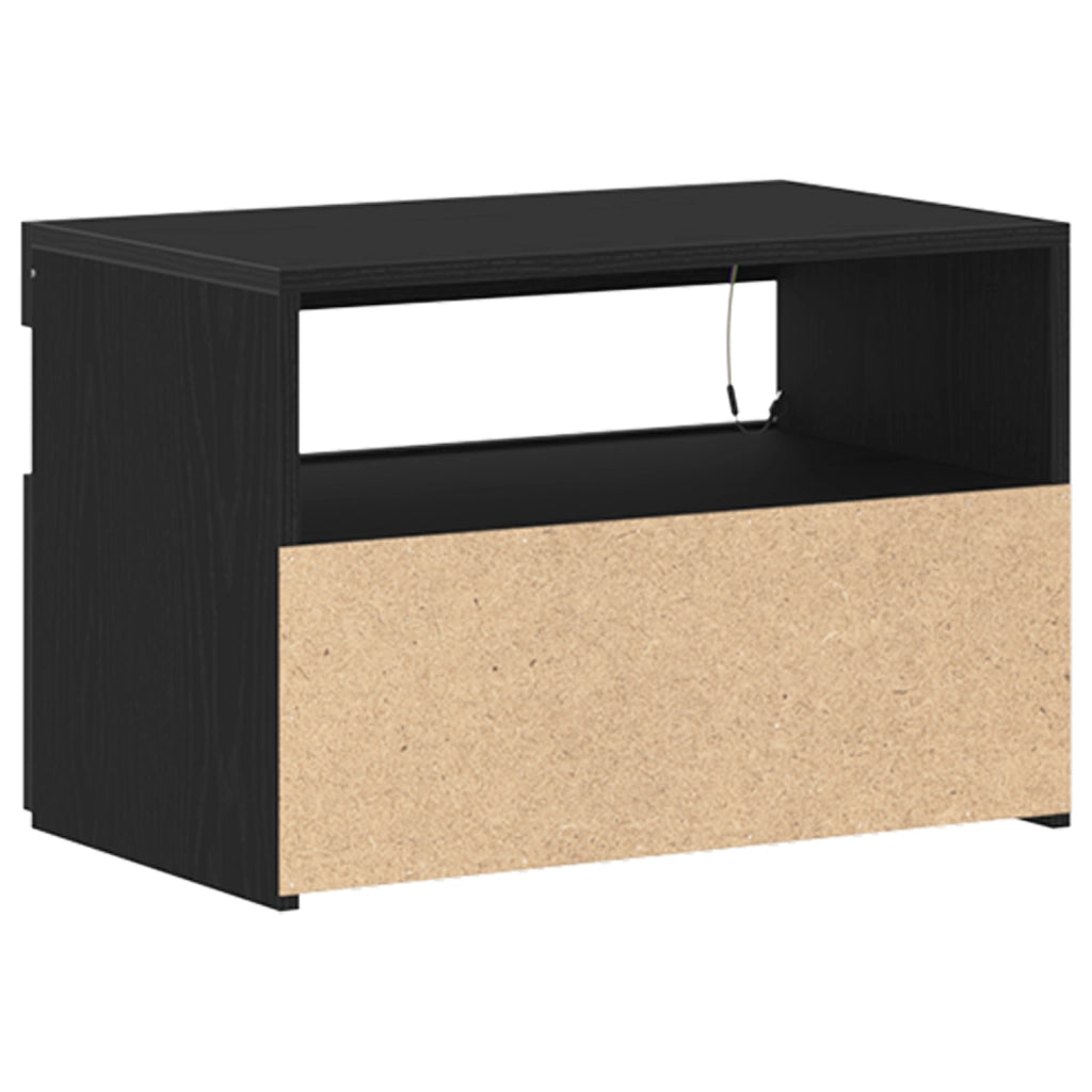 Mobile per TV  con luci LED Rovere Nero 60x35x40 cm in legno ingegnerizzato
