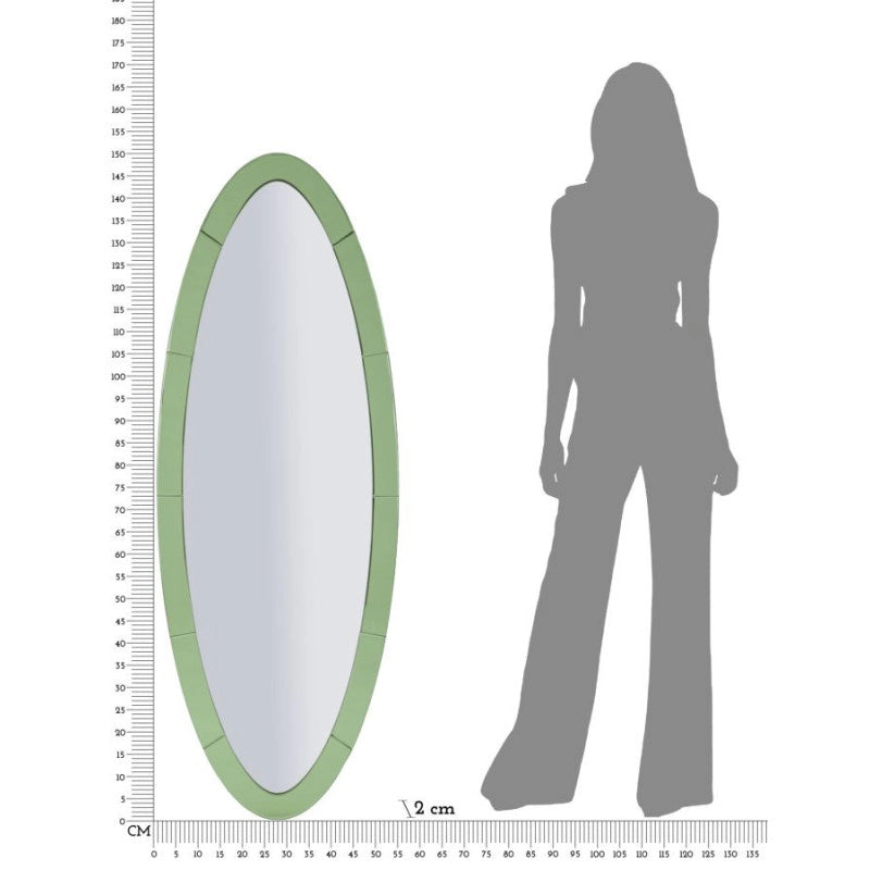 Specchio Da Muro Oslo Verde cm 55x2x150 (misura Specchio cm 42,5x137,5)