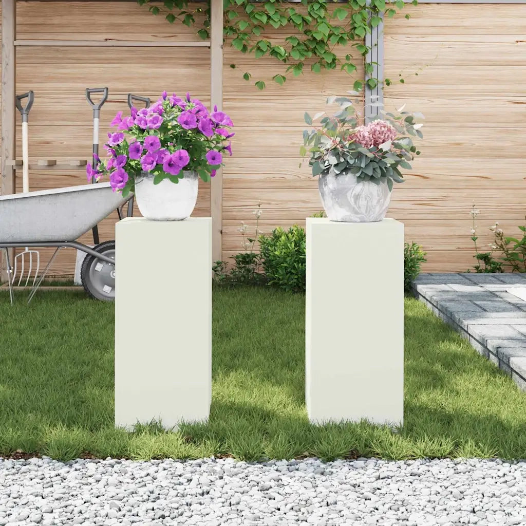 Supporto per piante 2 pcs Bianco 24 x 24 x 55 cm Acciaio 865814