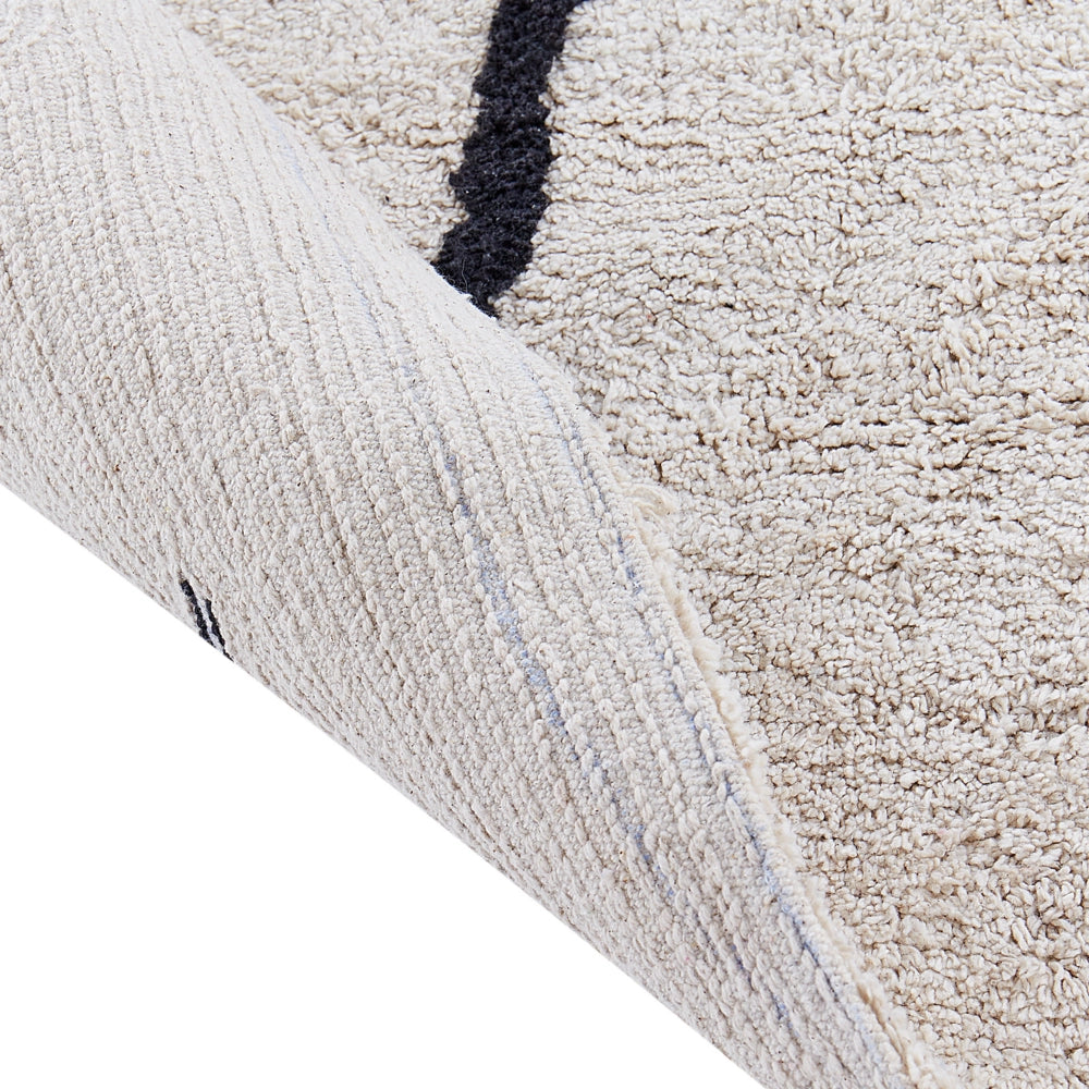 Tappeto per bambini in cotone beige a forma di mostro tessuto a mano 70 x 100 cm cameretta nursery
