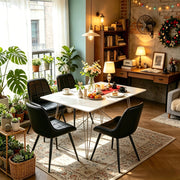 Set di 4 sedie da pranzo nere in pelle sintetica e metallo, sedie imbottite ergonomiche per casa e ufficio