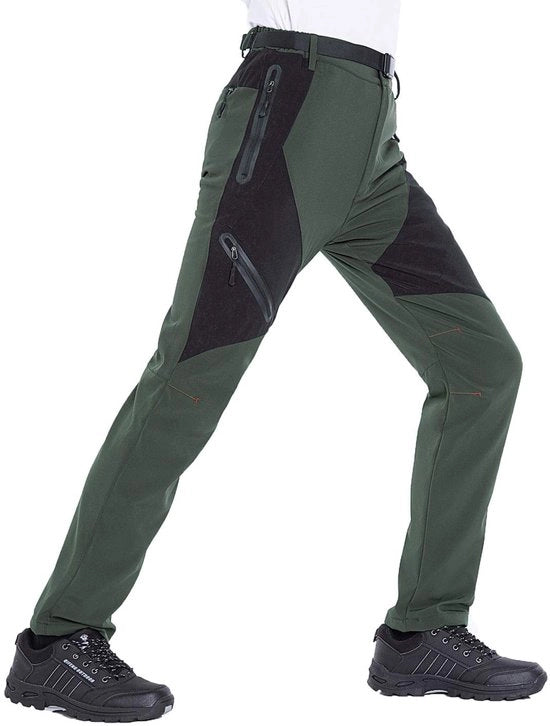 Wandelbroek per uomo, pantalone da trekking leggero, impermeabile e respirante per primavera, estate e autunno, verde oliva, XXL