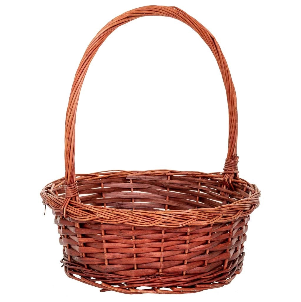 Set di 3 cestini in vimini con manici marroni